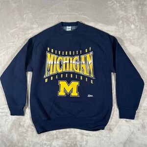 VTG 90 Salem Sportswear University of Michigan Wolverines Sweatshirt Navy Mens L